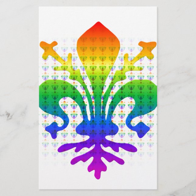 Rainbow Fleur-de-lis Stationery (Front)