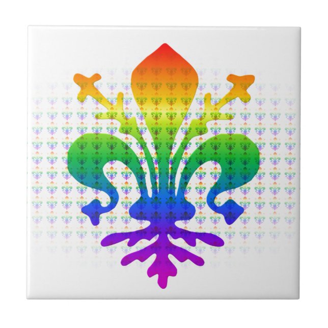 Rainbow Fleur-de-lis Tile (Front)