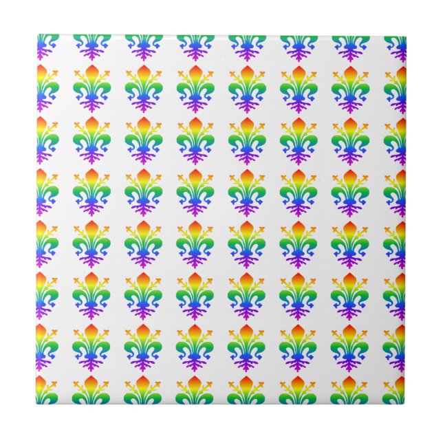 Rainbow Fleur-de-lis Tile (Front)