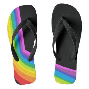 Rainbow Flip Flops Black Thong Sandal With Rainbow
