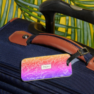 Rainbow Floral Botanical Monogram Luggage Tag