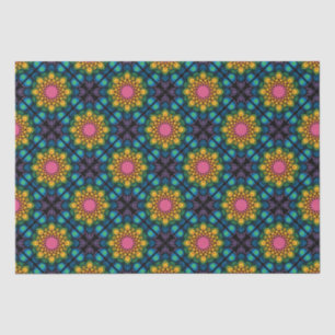 Rainbow Floral Fountain Mandala Diamond Tile Tissue Paper