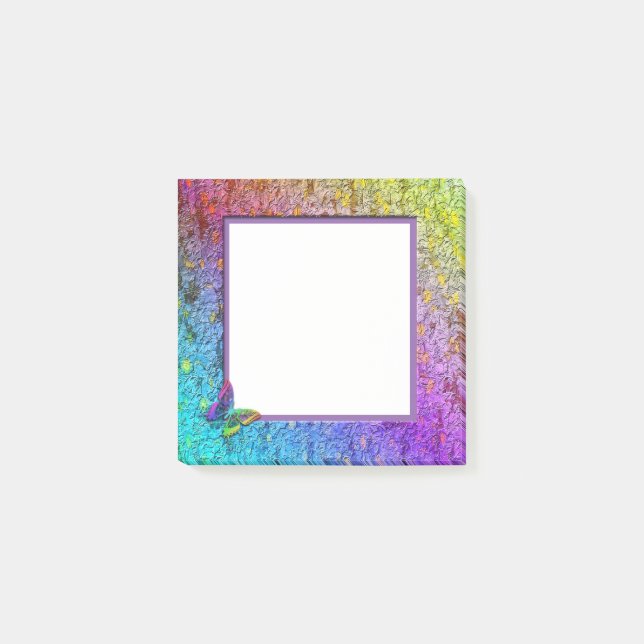 [Rainbow Floral Frame] Abstract w/Butterfly Post-it Notes (Front)