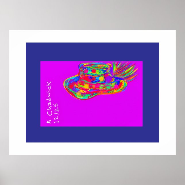 Rainbow Floral Fur Feathered Hat Poster (Front)
