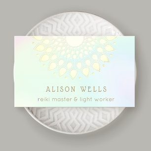 Rainbow Floral Lotus Mandala Energy Healer Business Card