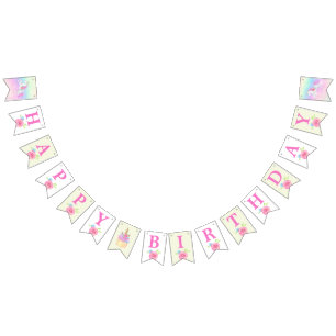 Rainbow Floral Magical Unicorn Girl Birthday Bunting