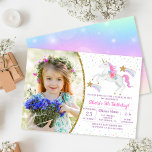 Rainbow Floral Magical Unicorn Girl Birthday Photo Invitation<br><div class="desc">Rainbow Floral Magical Unicorn Girl Birthday Photo Invitation</div>