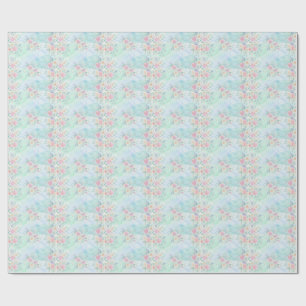 rainbow floral pastel watercolor blue green backgr wrapping paper