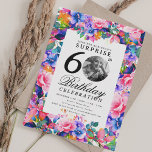 Rainbow Floral Photo SURPRISE 60th Birthday  Invitation<br><div class="desc">An elegant "60th Birthday" party invitation design with personalised photo,  modern typography and a floral garden motif.</div>