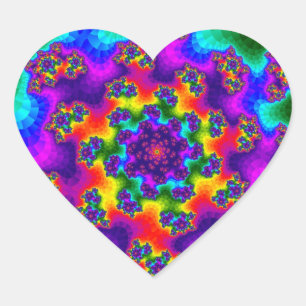 Rainbow Floral Sprinkles Heart Sticker