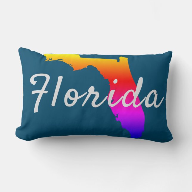 Rainbow Florida State Silhouette Lumbar Cushion (Front)