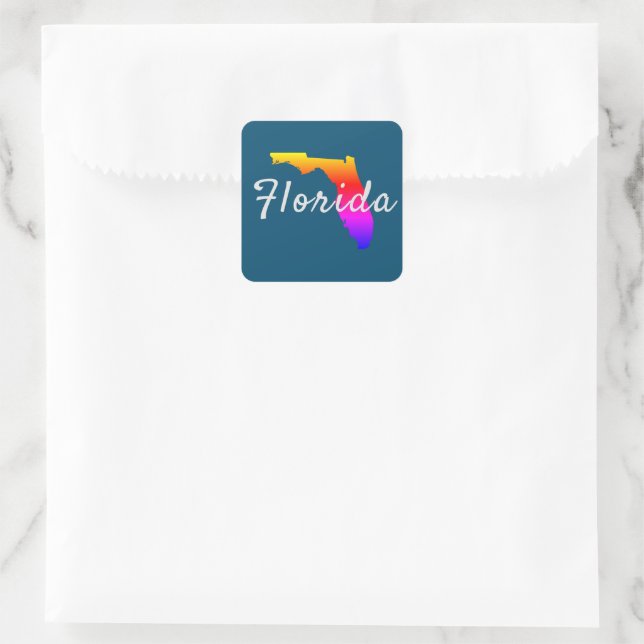 Rainbow Florida State Silhouette Square Sticker (Bag)