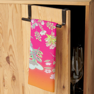 Rainbow Flower Blossoms Tea Towel