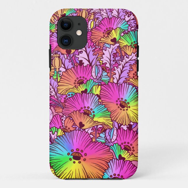 Rainbow Flower, Botanical, Bright Colourful Floral Case-Mate iPhone Case (Back)