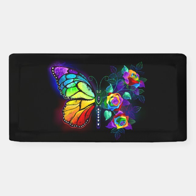 Rainbow flower butterfly banner (Horizontal)