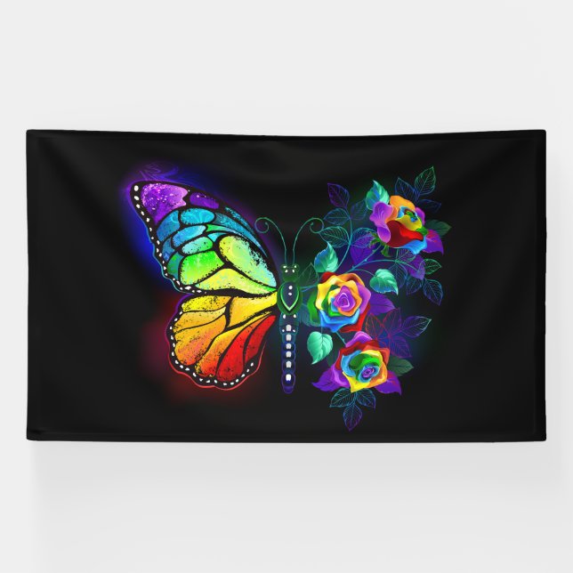 Rainbow flower butterfly banner (Horizontal)