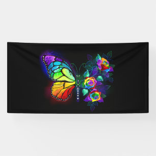 Rainbow flower butterfly banner