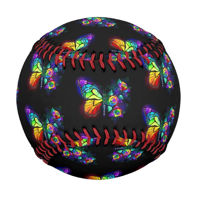 Rainbow flower butterfly baseball (Front)
