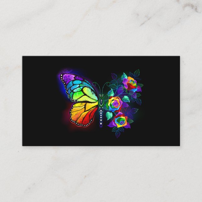 Rainbow flower butterfly business card (Front)