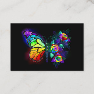 Rainbow flower butterfly business card