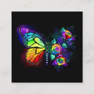 Rainbow flower butterfly calling card