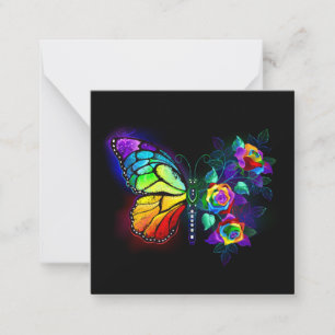 Rainbow flower butterfly card