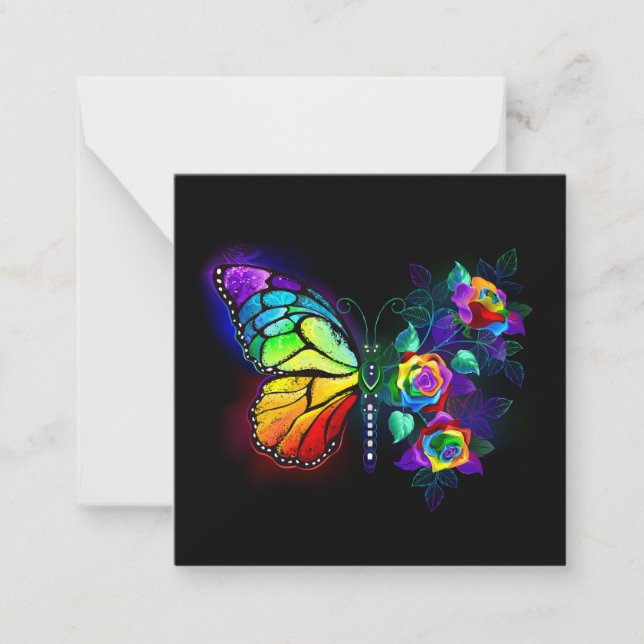 Rainbow flower butterfly card (Front)