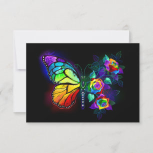 Rainbow flower butterfly card