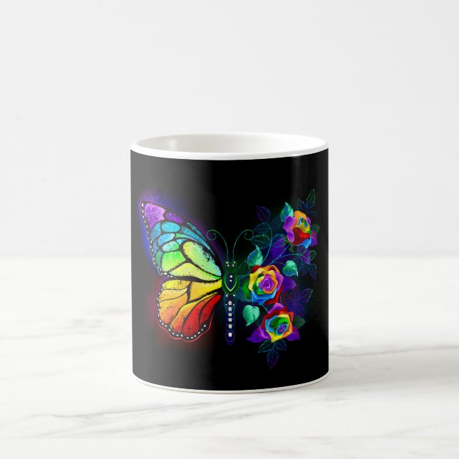 Rainbow flower butterfly coffee mug (Center)