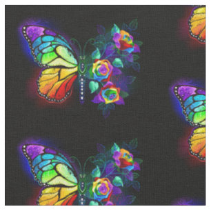 Rainbow flower butterfly fabric