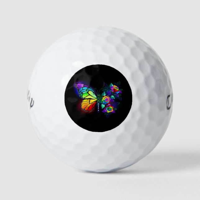 Rainbow flower butterfly golf balls (Front)