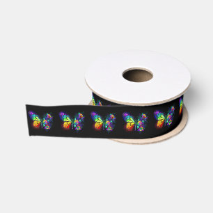 Rainbow flower butterfly grosgrain ribbon