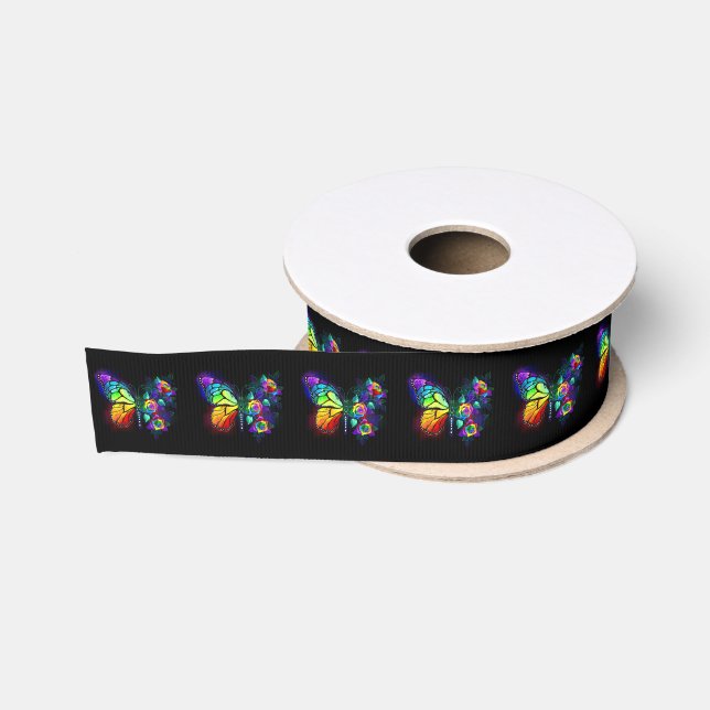 Rainbow flower butterfly grosgrain ribbon (Spool)