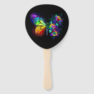 Rainbow flower butterfly hand fan