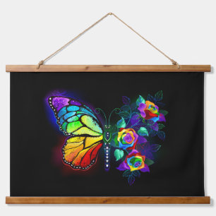 Rainbow flower butterfly hanging tapestry