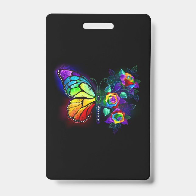 Rainbow flower butterfly ID badge (Front)