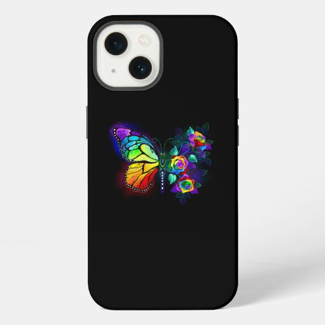 Rainbow flower butterfly iPhone case (Back)