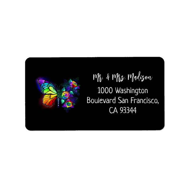 Rainbow flower butterfly label (Front)