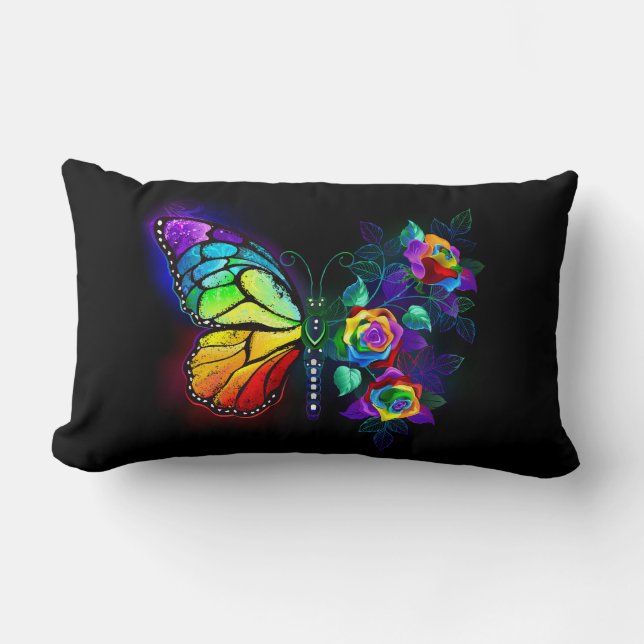 Rainbow flower butterfly lumbar cushion (Front)