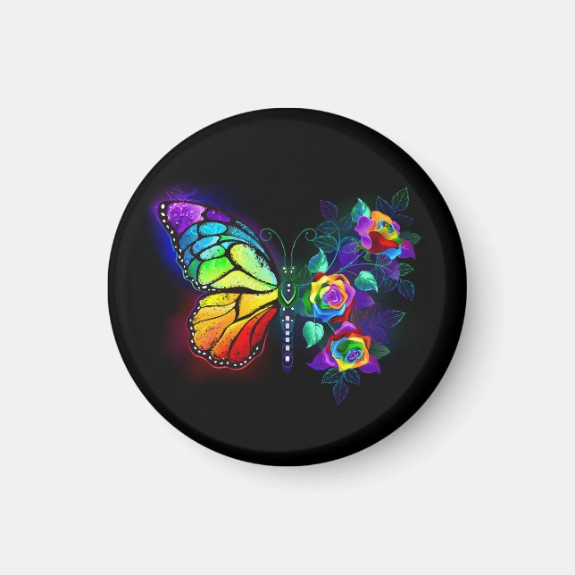 Rainbow flower butterfly magnet (Front)