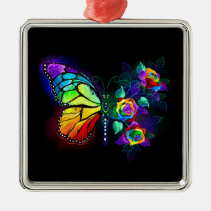 Rainbow flower butterfly metal tree decoration