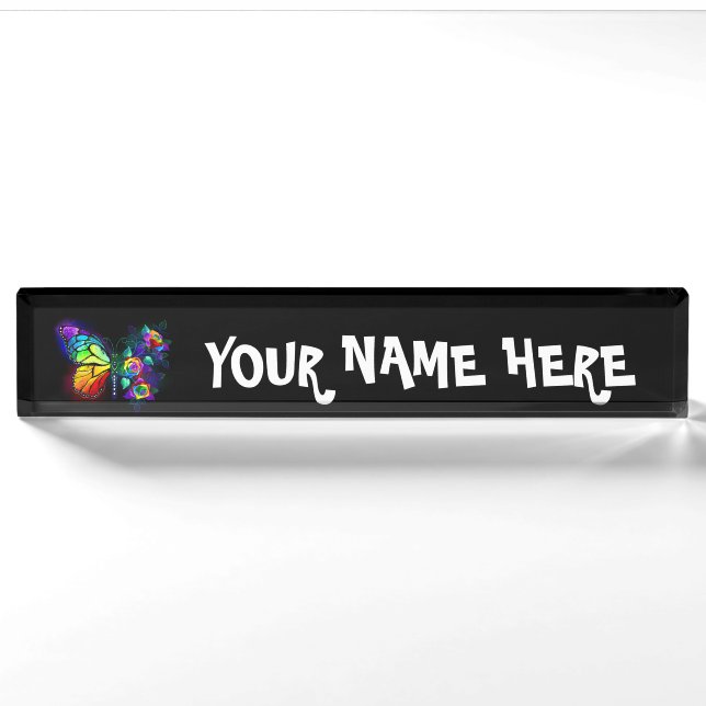 Rainbow flower butterfly nameplate (Front)