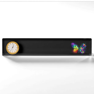 Rainbow flower butterfly nameplate