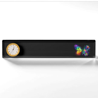 Rainbow flower butterfly nameplate