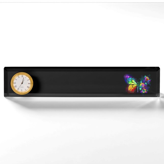 Rainbow flower butterfly nameplate (Front)