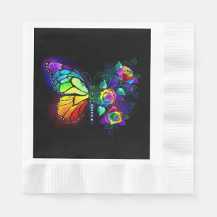 Rainbow flower butterfly napkin