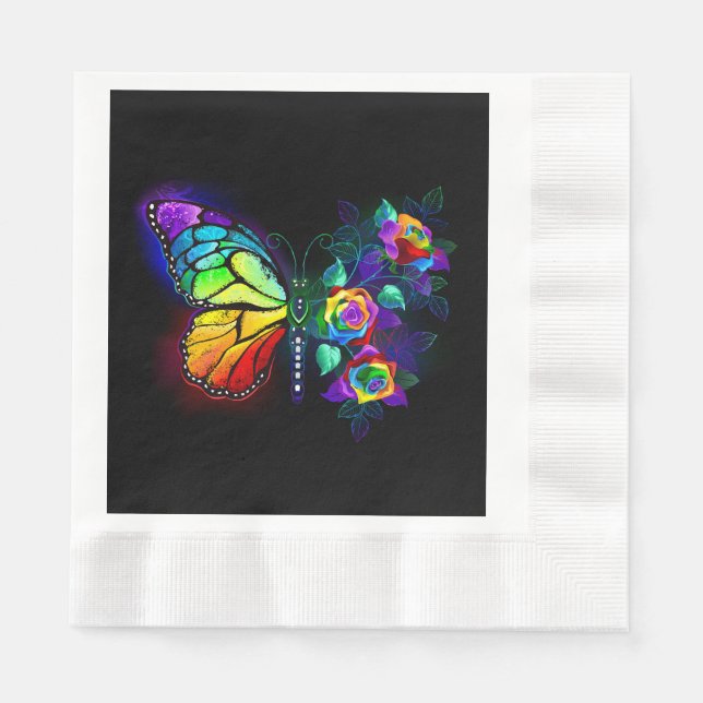 Rainbow flower butterfly napkin (Front)