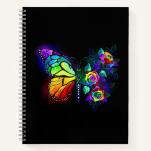 Rainbow flower butterfly notebook