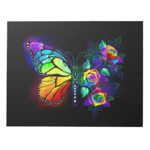 Rainbow flower butterfly notepad