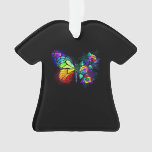 Rainbow flower butterfly ornament